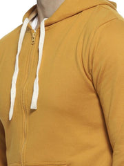 Men Yellow Solid Hooded Sweatshirt